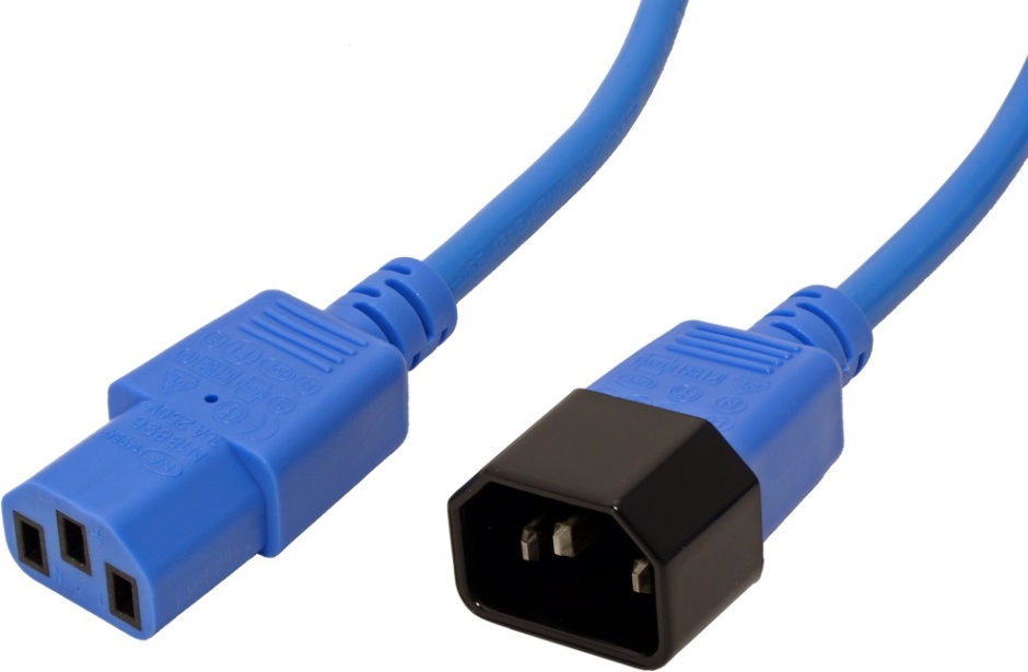 Imagine Cablu prelungitor alimentare IEC 320 C14 - C13 Albastru 0.8m, Roline 19.08.1527
